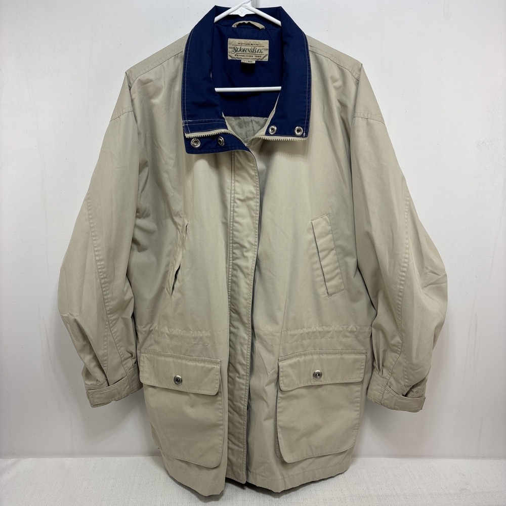 VTG St Johns Bay Jacket Mens XL Tan Chore Barn Utility Coat Outdoor‎ Nautical